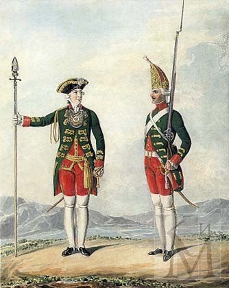 Офицер и гренадер лейб-гвардии Преображенского полка. 1762 год