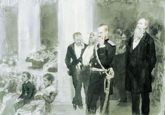 Илья Репин "Во время концерта в дворянском собрании". 1888