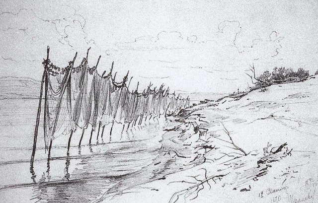 Илья Репин "Рыбацкие сети. Ширяево". 1870