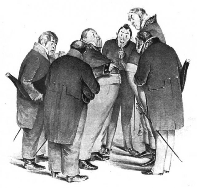 Петр Боклевский "Иллюстрация к комедии Н. В. Гоголя «Ревизор». 1863.